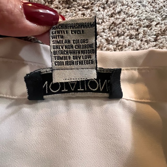 Vintage Notations White Women’s Blouse Embroidery And Pearls - Picture 9 of 9